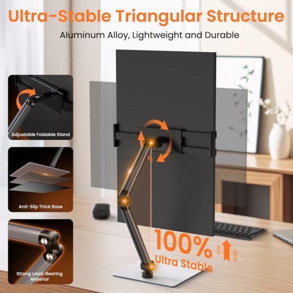 GSYXERGILES Suporte Para Monitor Portátil, Dobrável Tablet Mesa, Com Ajuste De Altura E Ângulo, Viagem Tela 17,3", Compatível Tablets Monitores Portáteis - Imagem 2