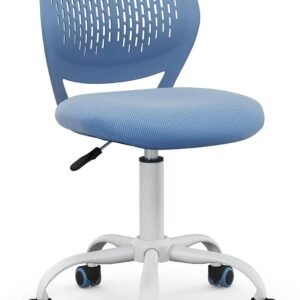 Giantex Cadeira de mesa infantil moderna, cadeira de estudo sem braços com altura ajustável, cadeira de escritório ergonômica com rodas, cadeira de mesa de trabalho de malha giratória para meninas,