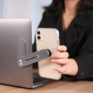 Gshield | Suporte de celular lateral para Notebook, Clipe magnético ajustável para fixação de smartphone - Prata