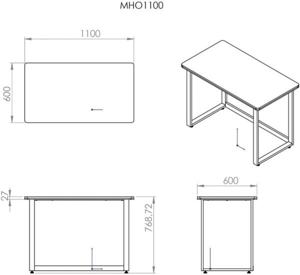 HAYONIK, Mesa Para Escritório Office Industrial, Amêndola Rústica, 110X60cm, MDF, Borda Dupla de 27mm, Peso Suportado 150Kg - MHO 1100 - Imagem 2