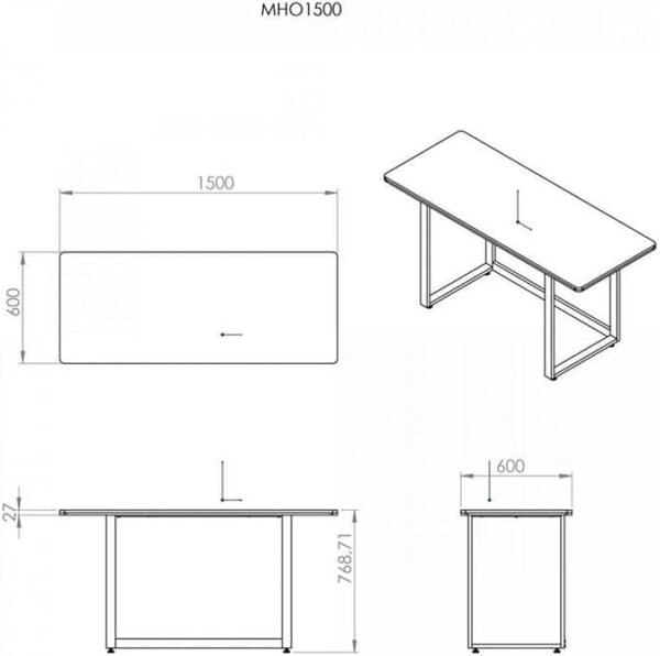 HAYONIK, Mesa Para Escritório Office Industrial, Carvalho Berlin, 150X60cm, MDF, Borda Dupla de 27mm, Peso Suportado 150Kg - MHO 1500 - Imagem 2