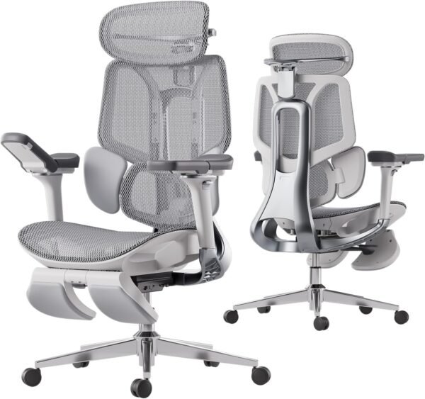 Hbada Cadeira de escritório ergonômica E3 Pro, cadeira de escritório grande e alta - com suporte lombar dinâmico de 3 zonas, encosto de cabeça ajustável 4D, apoios de braço ajustáveis 6D, giratório, - Imagem 2