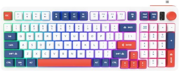 Hofotek Teclado para jogos com 96% com fio, membrana cremosa e silenciosa, teclado silencioso com teclado numérico e botão de volume, teclado USB para computador, desktop, jogos, escritório