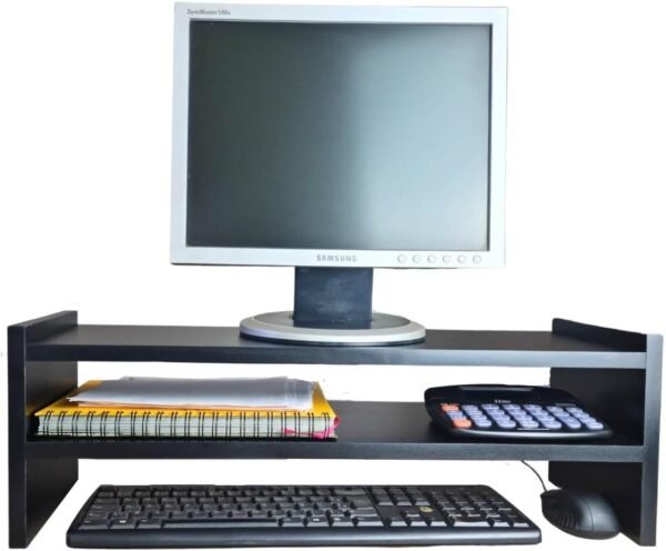 Instalojas - Base Monitor Suporte De Mesa Para Escritório Casa - Suporte para Monitor Duplo em MDF Preto