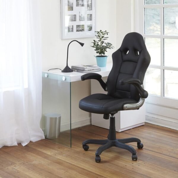 Just Home Collection Cadeira Gamer Senna - Preta, Ergonômica com Rodinhas e Suporte de Cabeça - Moderno - Para Jogos e Escritório - Imagem 2