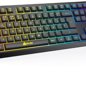 KLIM Chroma Wireless - Teclado inalámbrico Gaming ESPAÑOL + Teclado Gaming Ligero, Duradero, Resistente, Ergonómico, Silencioso + Teclado Gamer PC PS4 Xbox One Mac + Nova Versão 2024 +