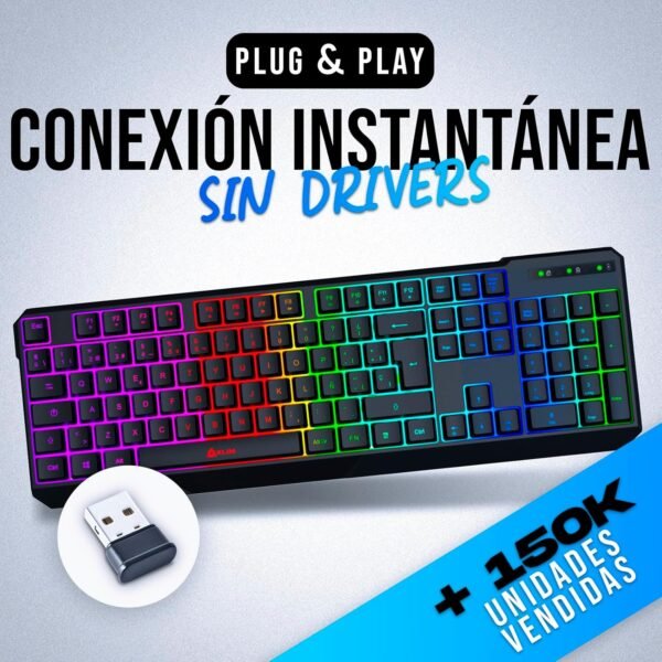 KLIM Chroma Wireless - Teclado inalámbrico Gaming ESPAÑOL + Teclado Gaming Ligero, Duradero, Resistente, Ergonómico, Silencioso + Teclado Gamer PC PS4 Xbox One Mac + Nova Versão 2024 + - Imagem 2