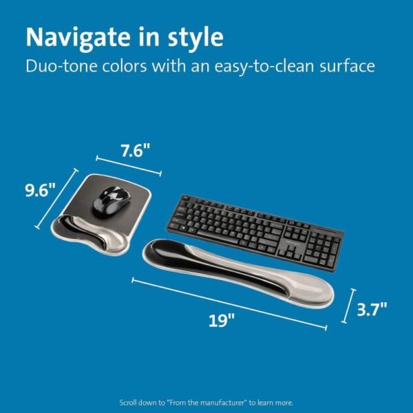 Kensington Conjunto de conjunto de descanso de pulso Duo Gel mouse e teclado, teclado ergonômico e mouse pad com suporte de pulso, descanso de pulso para teclado, teclado de computador, gel - Imagem 2