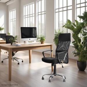 Kit 2 Cadeiras de Escritório Giratória Ergonômica Home Gourmet com Encosto em Tela Mesh e Base Cromada Reforçada