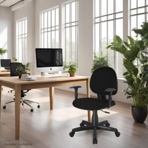 Kit 2 Cadeiras de Escritório Presidente Giratória Courvin Preto Home Gourmet Ergonômica Espuma D45 Base Reforçada