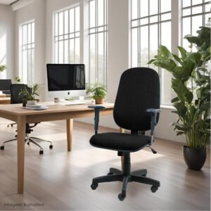 Kit 2 Cadeiras de Escritório Presidente Giratória Ergonômica, Braços Reguláveis e Revestimento Preto – Conforto e Estilo para Escritório e Home Office - Escritex