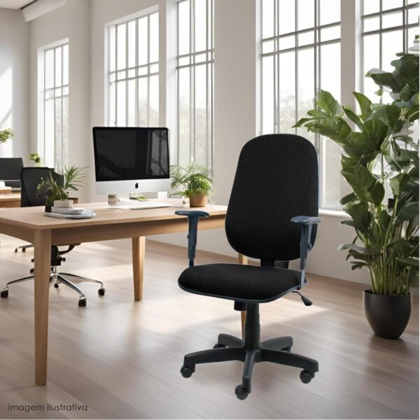 Kit 2 Cadeiras de Escritório Presidente Giratória Ergonômica, Braços Reguláveis e Revestimento Preto – Conforto e Estilo para Escritório e Home Office - Escritex