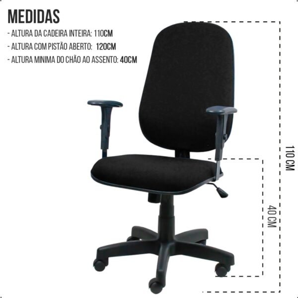 Kit 2 Cadeiras de Escritório Presidente Giratória Ergonômica e Braços Reguláveis em Tecido Azul – Conforto e Estilo para Escritório e Home Office - Escritex - Imagem 2