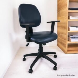 Kit 2 Cadeiras de Escritório Stylus Gerente Giratória Home Gourmet Couro Sintético Azul-Marinho Ergonômica com Ajuste de Altura