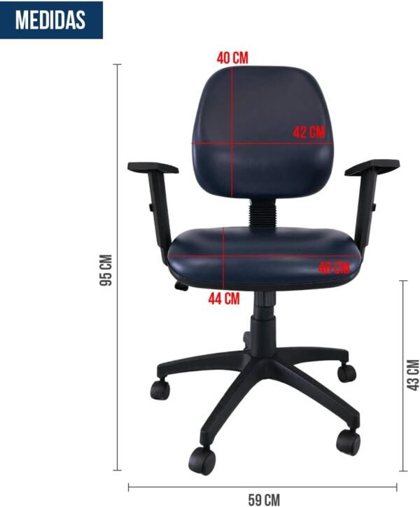 Kit 2 Cadeiras de Escritório Stylus Gerente Giratória Home Gourmet Couro Sintético Azul-Marinho Ergonômica com Ajuste de Altura - Imagem 2