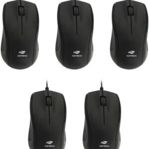 Kit 5 Mouse Óptico USB MS26BK Preto C3Tech Com Fio 2 Metros