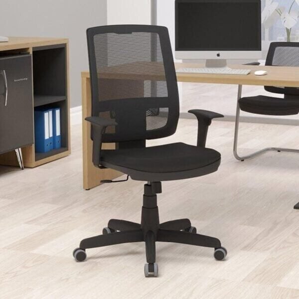 Kit 8 Cadeiras para Escritório Ergonômica Presidente Brizza Nr17 Plaxmetal Preto - Imagem 2