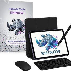 Kit Capa Preta Slim para Samsung Tab A9+ Plus 11": Película de vidro + Caneta Precision + Teclado e Mouse (Rhinow)