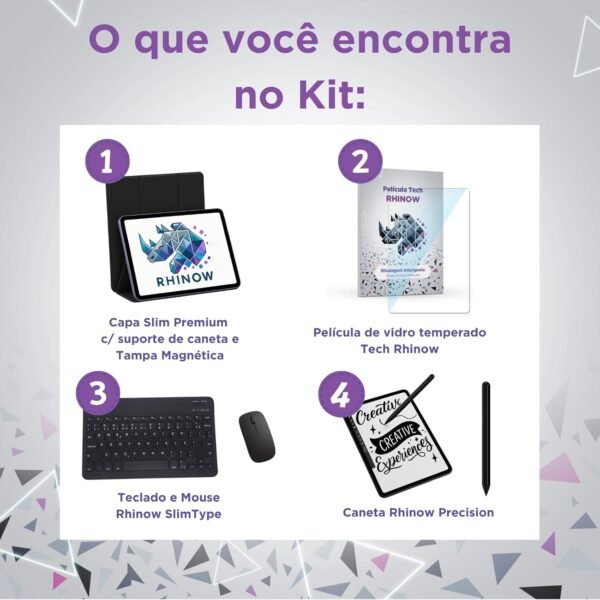Kit Capa Preta Slim para Samsung Tab A9+ Plus 11": Película de vidro + Caneta Precision + Teclado e Mouse (Rhinow) - Imagem 2