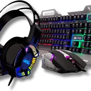 Kit Gamer Completo - Teclado Semi Mecanico Fullsize Abnt2 Multimidia, Mouse Ergonomico 6 Botões e Headset com Microfone Sound Effect 7.1 Canais Para Pc Notebook Mac Console de Jogos (Teclado Cinza)