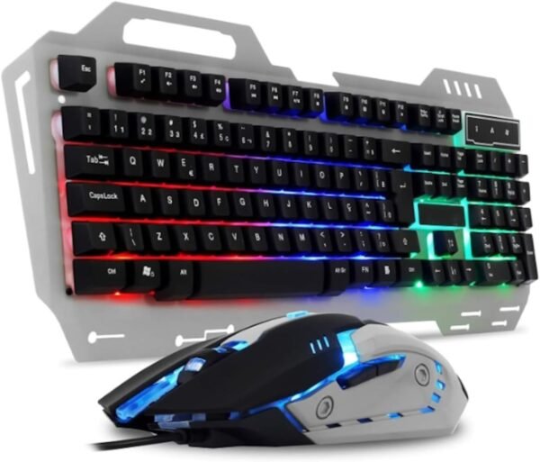 Kit Gamer - Teclado Semi Mecanico Multimidia, Mouse Ergonomico 6 Botões 2400 DPI e Headset Fone de Ouvido Sound Effect 7.1 canais Led RGB Para Pc Notebook Ps4 Ps5 Xbox (Teclado Cinza) - Imagem 2