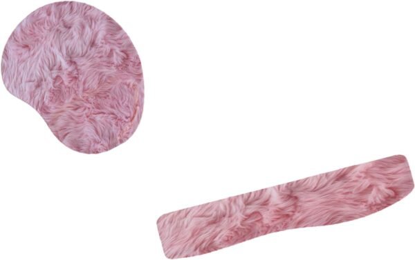 Kit Mouse Pad E Apoio Teclado Ergonômico Pele Rosa Suave