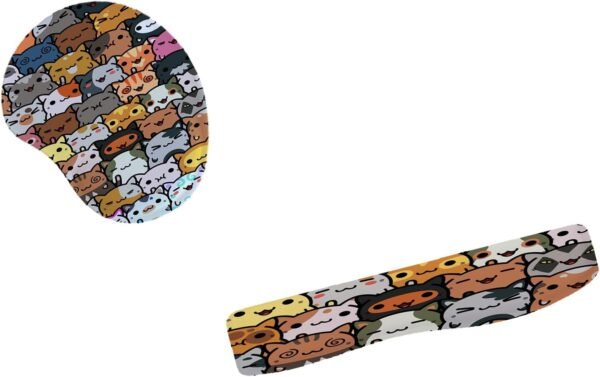 Kit Mouse Pad E Apoio Teclado Ergonômico Vários Gatos Divertidos