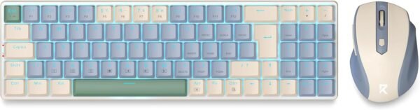 Kit Mouse e teclado mecânico sem fio Redragon BS-8772 CB Creme e Azul - Imagem 2