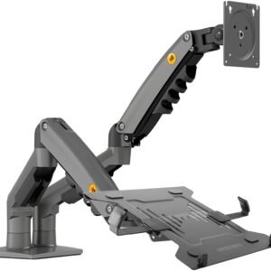 Kit Suporte Articulado de Mesa para 2 Monitores Pistão a Gás NB-F160 + Bandeja Apoio Notebook NBH-2