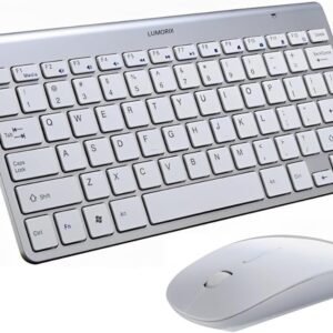 Kit Teclado + Mouse Sem Fio 2.4GHz Compacto Conexão Wireless Teclado com Switch Óptico e Mouse até 3200 DPI - Design Ergonômico Perfil Fino e Multimídia – Ideal para Trabalho Estudo LUMORIX LAR