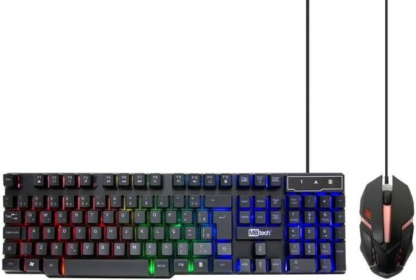 Kit Teclado e Mouse Gamer RGB Rainbow k8 Design Ergonomico Com Fio - Imagem 2
