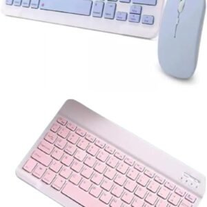 Kit Teclado e Mouse Sem Fio, Design Compacto, Disponível em Rosa e Azul