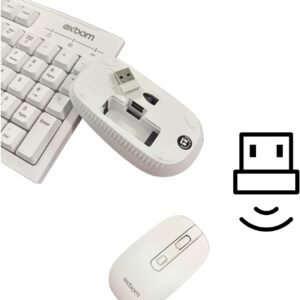 Kit Teclado e Mouse Sem Fio Ergonômico Alta Precisão, Conforto e Durabilidade, Padrão ABNT2, Conexão USB, Ideal para Home Office, Escritório, PC e Notebook (BRANCO)