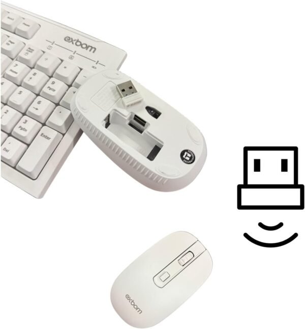 Kit Teclado e Mouse Sem Fio Ergonômico Alta Precisão, Conforto e Durabilidade, Padrão ABNT2, Conexão USB, Ideal para Home Office, Escritório, PC e Notebook (BRANCO)