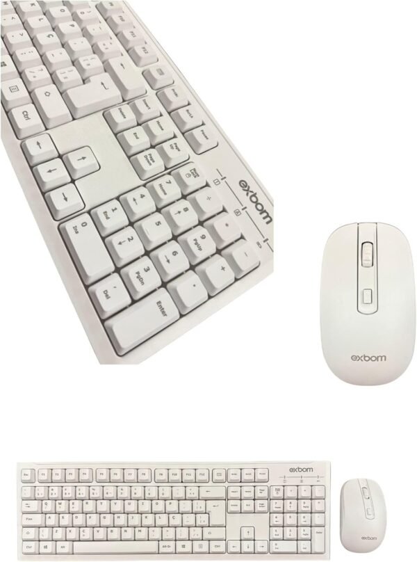 Kit Teclado e Mouse Sem Fio Ergonômico Alta Precisão, Conforto e Durabilidade, Padrão ABNT2, Conexão USB, Ideal para Home Office, Escritório, PC e Notebook (BRANCO) - Imagem 2
