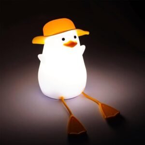 Luminária Abajur Led Noturna Infantil Patinho Fofo De Silicone Recarregável Usb Decoração De Mesa Com Sensor de Toque Luz - SHACK
