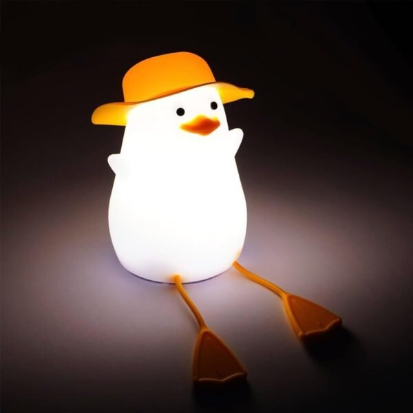 Luminária Abajur Led Noturna Infantil Patinho Fofo De Silicone Recarregável Usb Decoração De Mesa Com Sensor de Toque Luz - SHACK