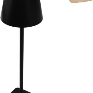 Luminária Abajur Mesa Led Touch Dimerizável S/Fio Portátil Recarregável Lâmpada 3 Toque Branco Quente Neutro Frio (Preto)