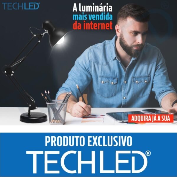 Luminária Articulada De Mesa Com Base Abajur Estudo Trabalho Tipo Pixar (Preta) - Imagem 2