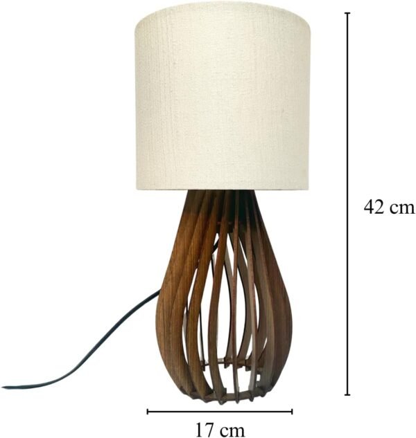 Luminária De Mesa Abajur Finese 42 Cm Quarto Sala Escritório Bivolt 110/220V Com Cúpula Cor Clara Estrutura em Madeira - Imagem 2