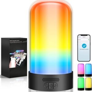 Luminaria Inteligente, Abajur sem Fio, Luminária Inteligente, Abajur Inteligente, Luminaria sem Fio, Candeeiro de Mesa RGB, Luz Noturna Recarregável com Alto-Falante, Luminaria de Mesa