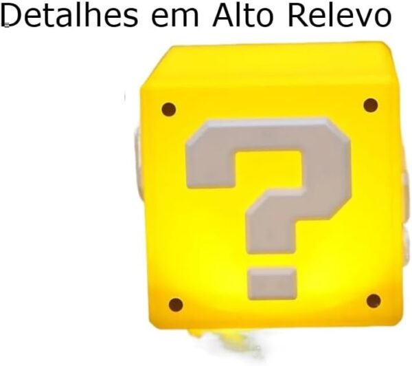 Luminária LED de Mesa Bloco Interrogação Com Som S Mario Game - Imagem 2