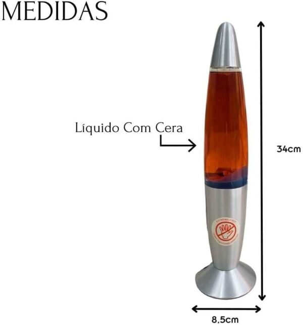 Luminaria Lava Lamp Abajur De Mesa Decorativa Bicolor 110V 34cm (Vermelho Bolha Azul) - Imagem 2