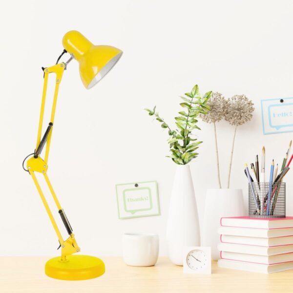 Luminária Mesa 2x1 Metal Abajur Lâmpada Base Garra Flex + Lâmpada LED GIMPO 811c Cor: Amarelo - Imagem 2