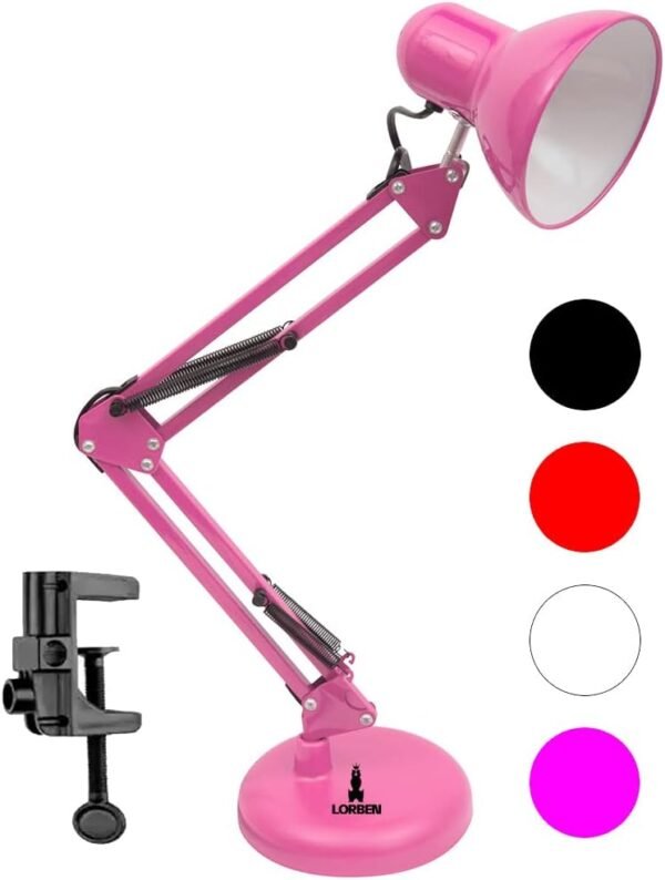 Luminária Pixar Lorben Abajur de Mesa Articulada Garra e Base Rosa GT-6035 - Imagem 2
