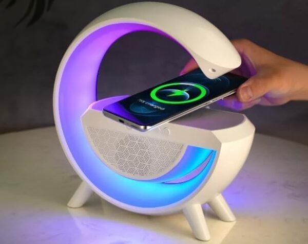 Luminária de LED Inteligente Rgb Som Carregador Indução Luminária de Mesa Quarto Cama para Meditação G BlueTooth Carrega Sem Fio Luz Noturna Ambiente