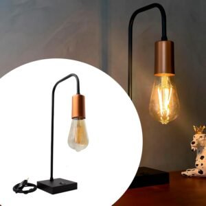 Luminária de Mesa Abajur Curvado Vintage Retrô Alumínio E27 Bivolt