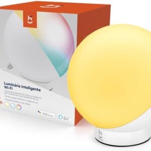 Luminária de mesa Inteligente Wi-Fi, LED 12W, 1200 Lúmens, Branco Frio/Quente, RGB 16 milhões de cores, Controle através do App, Bivolt, Branca, HILUM01, Compatível com Alexa, Hi by Geonav