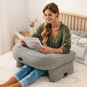 Luxspire Travesseiro de leitura para jogos, almofadas de leitura extragrandes para sentar na cama adulto, travesseiro inflável portátil para jogos, travesseiro de mesa de colo para jogar interruptor