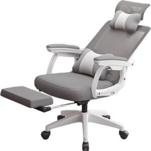 Lzyjckh Cadeiras giratórias de trabalho com encosto alto em malha Cadeira ergonômica para escritório com apoio para os pés Cadeira para mesa de computador de escritório para casa, escritório,Gray
